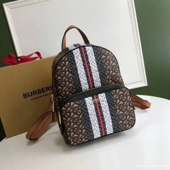 Official First Bag Ru TMONOGRAM BURBERRY E-CANVAS PRINT BACKPACK STRIPE 0611